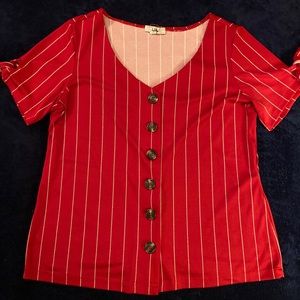 Red Button Up Blouse